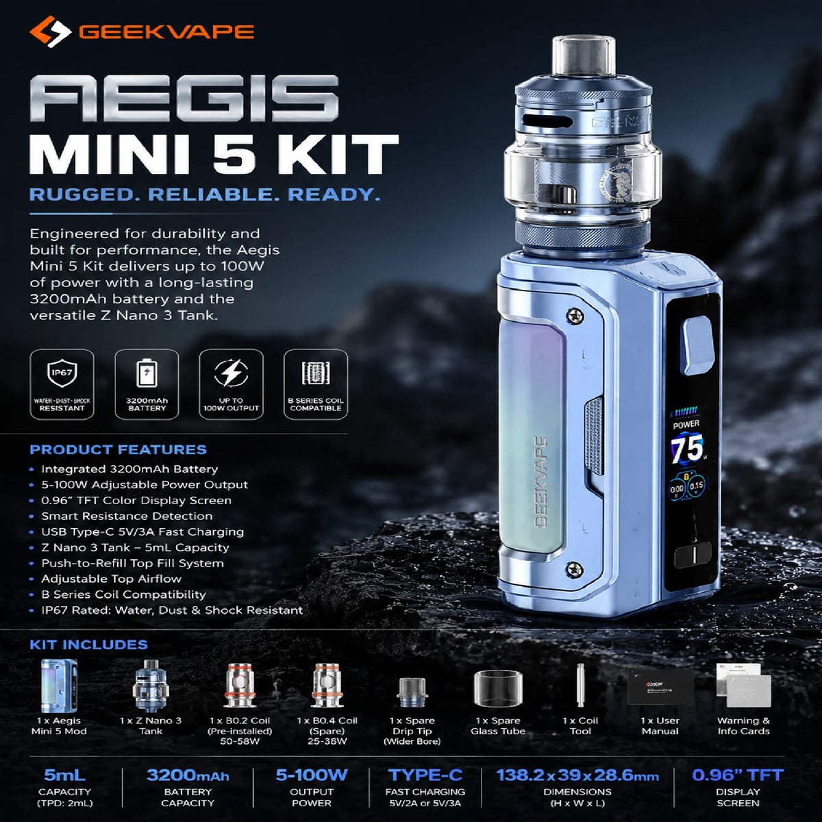 GeekVape Aegis Mini 5 Kit – Z Nano 3 Tank